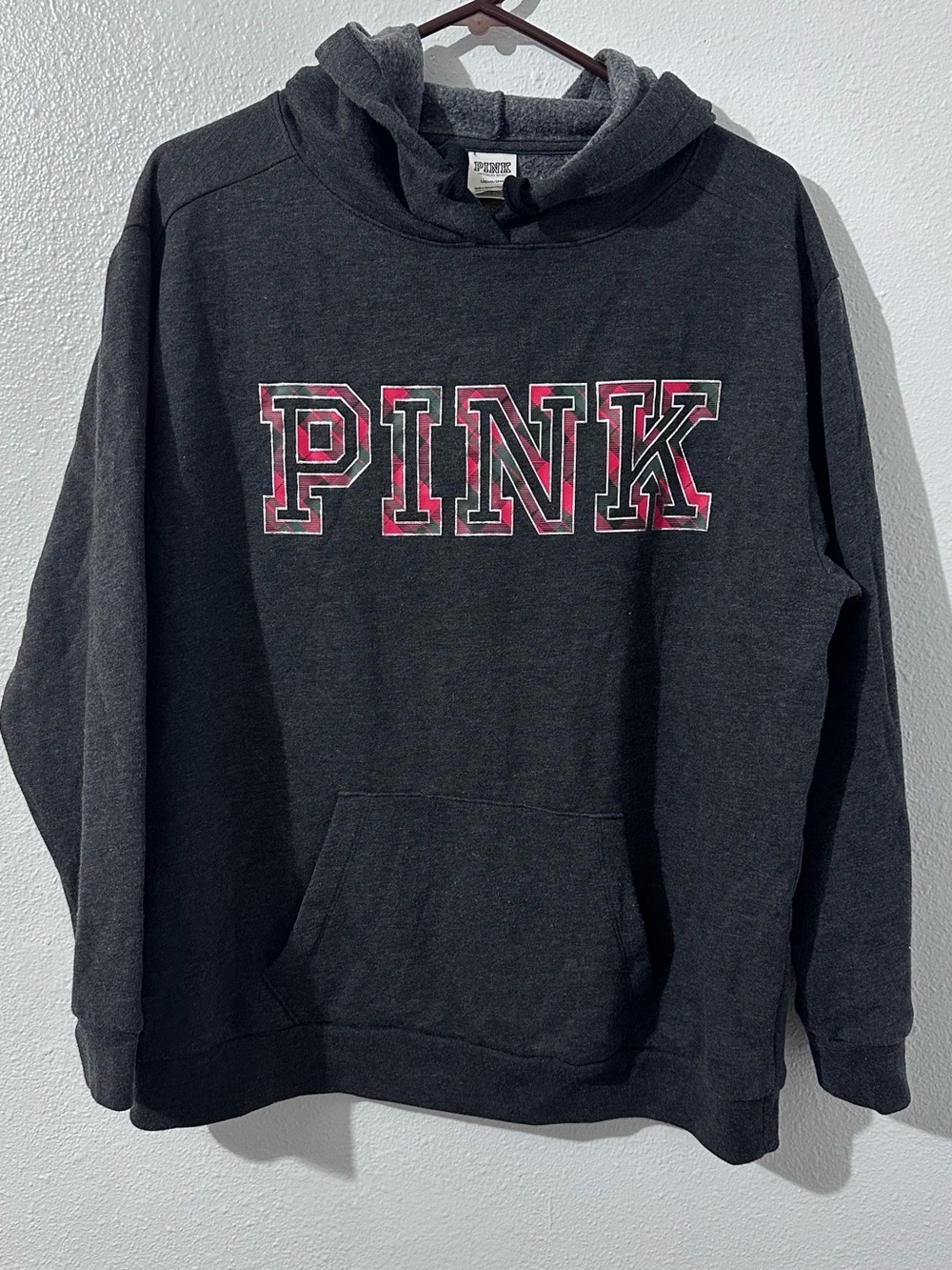 PINK Victoria's Secret Charcoal Hoodie with Pink Logo